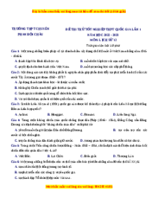 Đề thi thử Lịch sử trường Chuyên Phan Bội Châu - Nghệ An lần 1 năm 2023