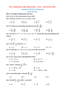 Trắc nghiệm Toán 7 Đúng-Sai, Trả lời ngắn Kết nối tri thức Chương 6