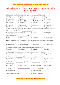 Bộ 10 đề thi giữa kì 2 Tiếng Anh 10 Friends Global có đáp án