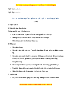 Giáo án Bài 20 Lịch sử 6 Chân trời sáng tạo (2024): Vương quốc cổ Champa từ thế kỉ II đến thế kỉ X