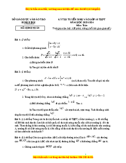 Đề thi vào 10 Toán Tỉnh Bình Định năm 2023-2024