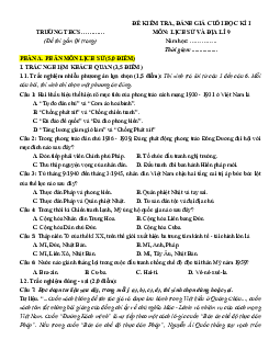 Bộ đề thi Cuối kì 1 Lịch sử&Địa Lý 9 Kết nối tri thức Cấu trúc mới