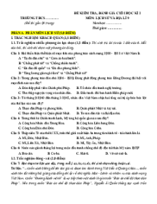 Bộ đề thi Cuối kì 1 Lịch sử&Địa Lý 9 Kết nối tri thức Cấu trúc mới