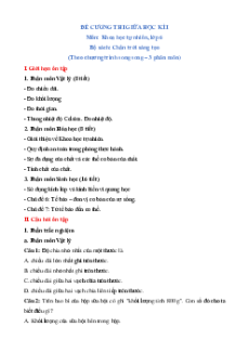 Đề cương Giữa kì 1 KHTN 6 Chân trời sáng tạo (song song)