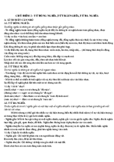 Câu hỏi ôn thi Trạng Nguyên Tiếng Việt lớp 5 Chủ điểm 2: Từ đồng nghĩa, từ trái nghĩa, từ đa nghĩa