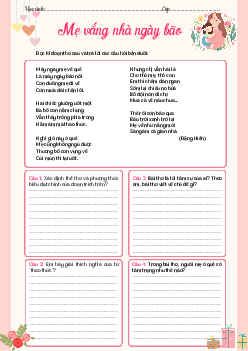 Phiếu bài tập Văn 6 Thơ 5 chữ