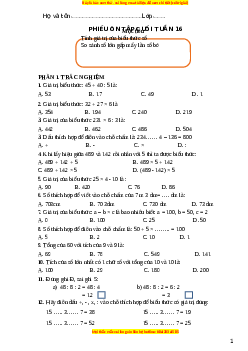 Bài tập cuối tuần Toán lớp 3 Tuần 16 Kết nối tri thức (có lời giải)