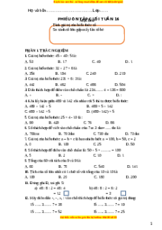 Bài tập cuối tuần Toán lớp 3 Tuần 16 Kết nối tri thức (Phiên bản 2)