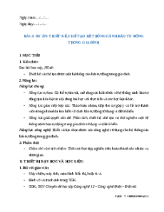 Giáo án chuyên đề Bài 3: Dự án Thiết kế, chế tạo hệ thống cảnh báo tự động Công nghệ Điện, điện tử 12 Kết nối tri thức
