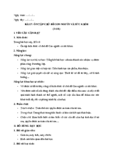 Giáo án Bài 27: Ôn tập chủ đề Con người và sức khoẻ Khoa học lớp 5 Chân trời sáng tạo