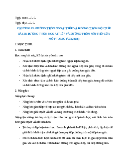 Giáo án Đường tròn ngoại tiếp và đường tròn nội tiếp của một tam giác Toán 9 Kết nối tri thức