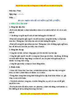 Giáo án Nhân với số có một chữ số Toán lớp 4 Cánh diều