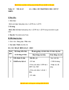 Giáo án Bài 63 Toán lớp 5: Chia một số thập phân cho một số tự nhiên