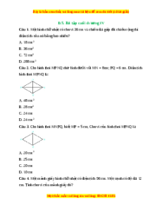 Trắc nghiệm Tổng hợp Chương 4 Toán 6 Kết nối tri thức