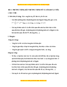 Giáo án Phương trình, bất phương trình mũ và lôgarit Toán 11 Chân trời sáng tạo