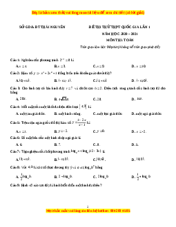 Đề thi thử Toán Sở Thái Nguyên lần 1 năm 2021