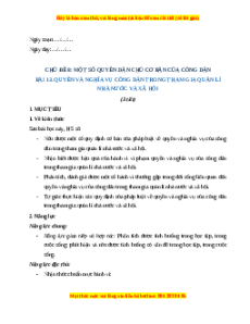 Giáo án Bài 13 KTPL 11 Chân trời sáng tạo: Quyền và nghĩa vụ công dân trong tham gia quản lí nhà nước và xã hội