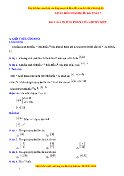 Chuyên đề Giá trị tuyệt đối của một số thực Toán 7 Cánh diều