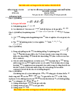 Đề thi vào 10 môn Toán tỉnh Đăk Lăk năm 2020