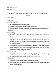 Giáo án Bài E7: Sử dụng Map, Forms và các thiết lập trang web Tin học 12 Chân trời sáng tạo