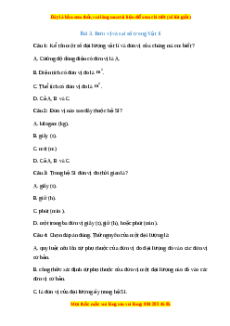Trắc nghiệm Đơn vị và sai số trong vật lí Vật lí 10 Chân trời sáng tạo
