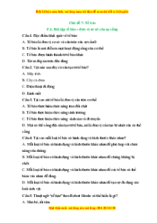 Trắc nghiệm Tế bào – Đơn vị cơ sở của sự sống KHTN 6 Cánh diều