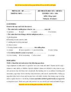 Đề thi giữa kì 1 Tiếng Anh 8 Global success (Đề 4 kèm file nghe)