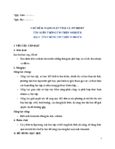 Giáo án Chủ đề B Bài 1 Tin học lớp 5 Cánh diều: Tìm thông tin trên website