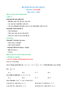 Đề cương ôn tập Giữa kì 1 Toán 8 Cánh diều cấu trúc mới