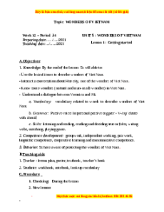 Giáo án Unit 5: Wonders of Viet Nam Tiếng Anh 9 CV 5512