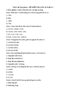 Đề thi giữa kì 2 Hóa 9 trường THCS Hà Tông Huân năm 2023
