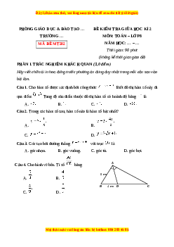 Đề thi giữa kì 2 Toán 8 Chân trời sáng (Đề 7)