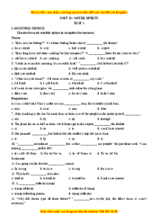 Trắc nghiệm Unit 12: Water sports Tiếng Anh 12 - Mai Lan Hương