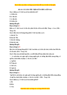 Trắc nghiệm Lịch sử 10 Bài 19 Chân trời sáng tạo: Các dân tộc trên đất nước Việt Nam