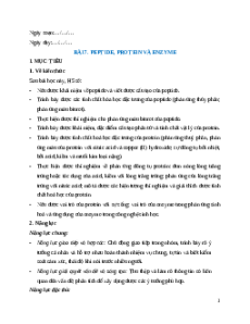 Giáo án Bài 7 Hóa học 12 Cánh Diều: Peptide, protein và enzyme