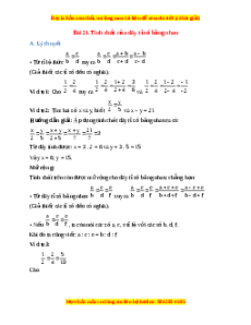 Lý thuyết Bài 21: Tính chất của dãy tỉ số bằng nhau