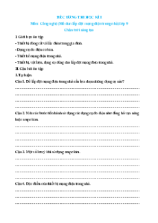 Đề cương Cuối kì 1 Công nghệ 9 Chân trời sáng tạo Lắp đặt mạng điện trong nhà