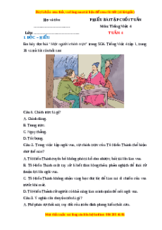 Bài tập cuối tuần Tiếng việt 4 Tuần 4 (có lời giải)