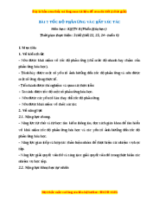 Giáo án Tốc độ phản ứng và chất xúc tác Hóa học 8 Kết nối tri thức