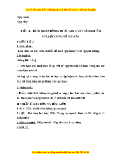 Giáo án Hoạt động thực hành và trải nghiệm: Vui cùng số nguyên Toán 6 Chân trời sáng tạo