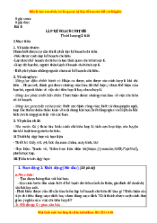 Giáo án Bài 8 GDCD 8 Cánh diều: Lập kế hoạch chi tiêu