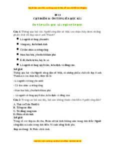 Trắc nghiệm Chủ điểm 11 Tiếng việt lớp 5: Ôn tập giữa học kỳ II