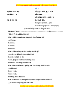 Đề thi cuối kì 2 Tin học lớp 4 Cánh diều (Đề 2)