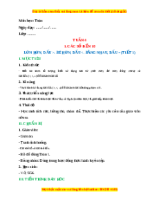 Giáo án Lớn hơn, dấu > . Bé hơn, dấu <. Bằng nhau, dấu = Toán lớp 1 Cánh diều