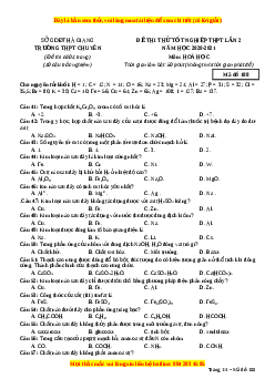 Đề thi thử Hóa Học trường Chuyên Hà Giang lần 2 năm 2021