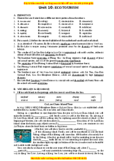 Bài tập Unit 10: Ecotourism Tiếng Anh 10 chương trình thí điểm