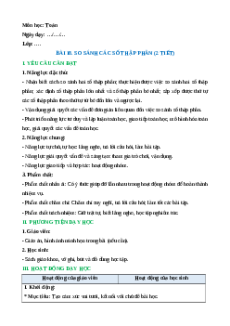 Giáo án So sánh các số thập phân Toán lớp 5 Cánh diều