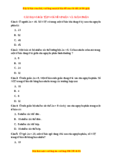 Trắc nghiệm Các dạng bài tập nguyên phân và giảm phân Sinh học 9