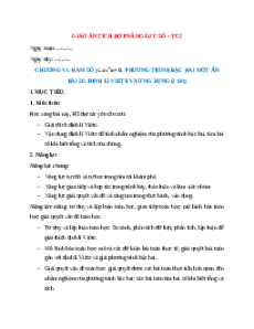 Giáo án Bài 20 Toán 9 Kết nối tri thức (năng lực số)