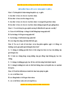 Đề thi giữa kì 2 Sinh học 9 (Đề 1)